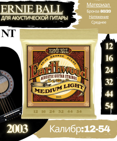 Струны для акустической гитары 2003 Earthwood, 12-54