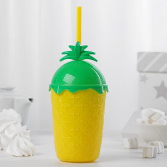 Стакан с трубочкой и крышкой «Ананас» - Фото 3