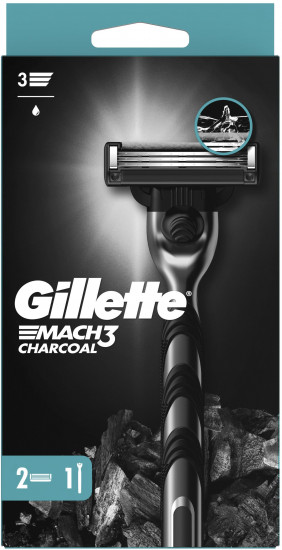 Станок бритвенный с 2 сменными кассетами «Gillette Mach 3 Charcoal»