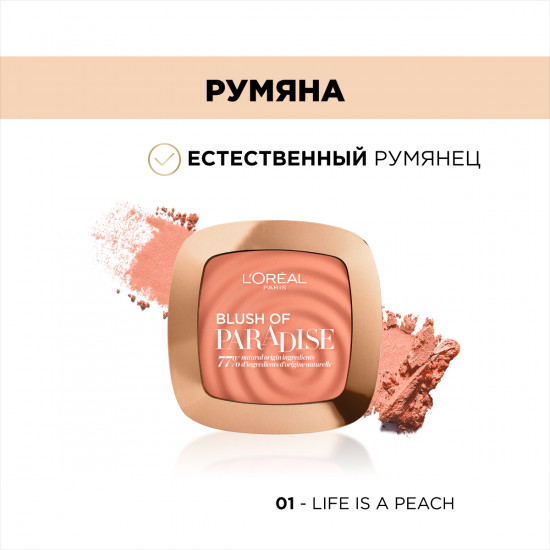 Румяна «Life's a peach», оттенок 01 Peach addict