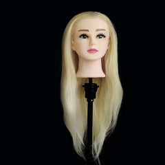 Манекен-голова 100% натуральный, блонд, увеличенный объем волос - Фото 3