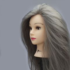Манекен-голова 70% натуральный, волос смешанный, пепельный, 60-65 см - Фото 4
