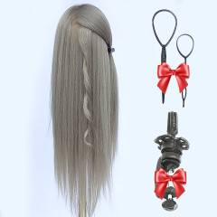 Манекен-голова 70% натуральный, волос смешанный, пепельный, 60-65 см - Фото 2