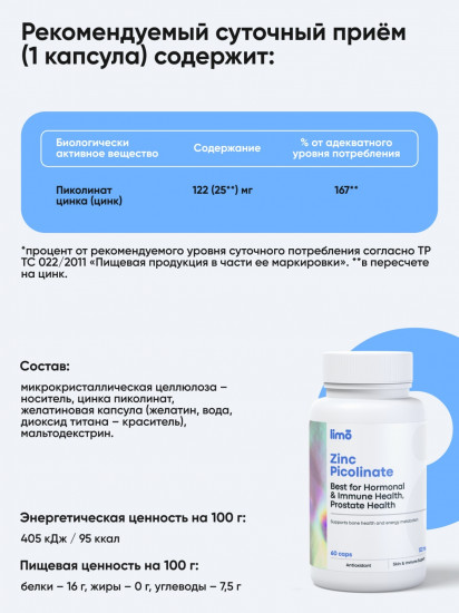Капсулы «Zinc Picolinate»