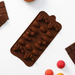 Форма силиконовая для льда и кондитерских украшений «Зайцы, утки и яйца» - Фото 1