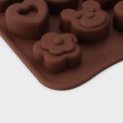Форма силиконовая для льда и кондитерских украшений «Мишка, цветок, сердце» - Фото 4