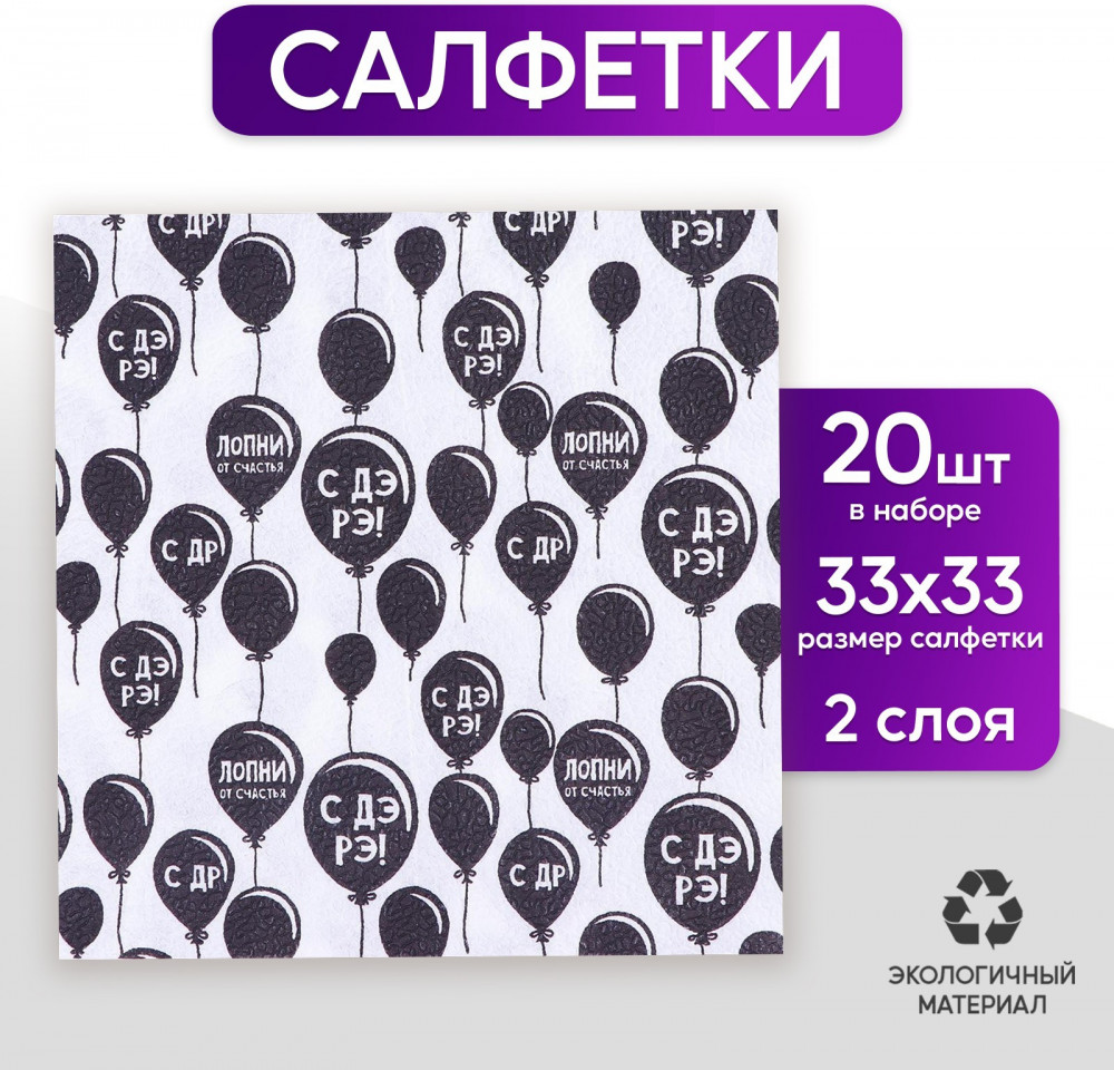 Салфетки бумажные «С днём рождения» | Сервировка стола. С днем рождения | Страна Карнавалия | Фото 1