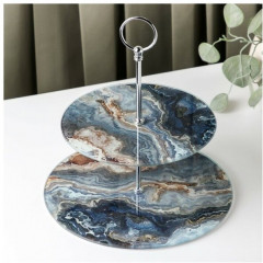 Фруктовница двухъярусная «Мрамор оникс» - Фото 1