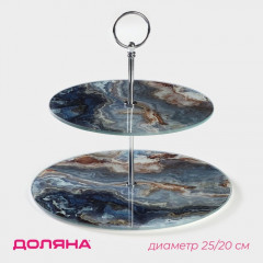 Фруктовница двухъярусная «Мрамор оникс» - Фото 2