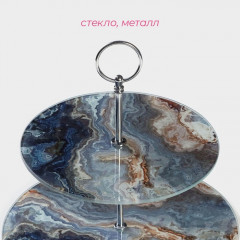 Фруктовница двухъярусная «Мрамор оникс» - Фото 3