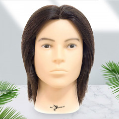 Манекен голова мужской, волос 100% натуральный, черный, 15-20 см - Фото 1