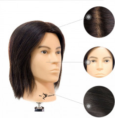 Манекен голова мужской, волос 100% натуральный, черный, 15-20 см - Фото 2