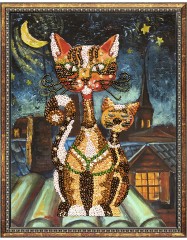 Мозаика из пайеток на холсте «Коты» - Фото 1