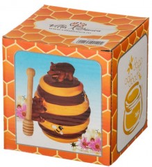 Банка для мёда (500 мл) с деревянной палочкой - Фото 1