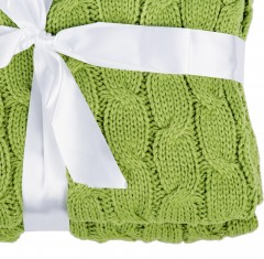 Плед вязанный люкс «Косички» (салатовый, 1,5-спальный, 100% акрил, размер 152х127+20 см) - Фото 3