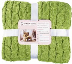 Плед вязанный люкс «Косички» (салатовый, 1,5-спальный, 100% акрил, размер 152х127+20 см) - Фото 5
