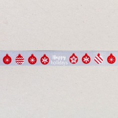 Лента декоративная атласная «Счастливых праздников!» (1,5 см х 2 м) - Фото 1
