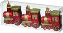 Набор елочных украшений «Паровозики» (7 см, 3 шт) - Фото 1
