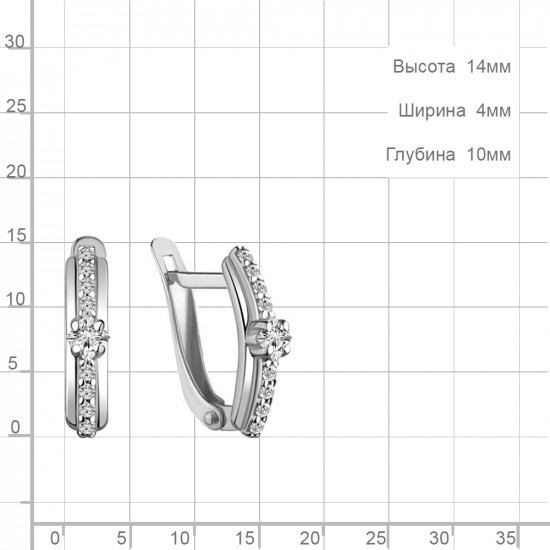 Серьги из серебра с фианитами