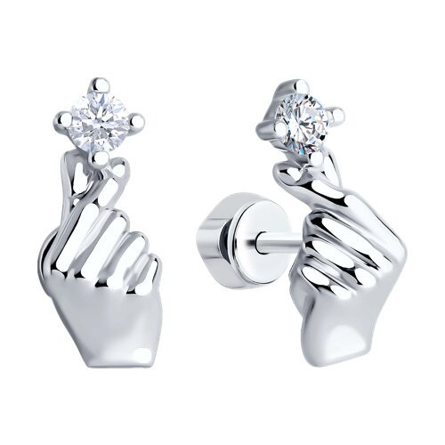 Серьги из серебра с фианитами