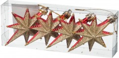 Украшение на елку «Звездочки» (4 шт, 10 см) золотой - Фото 1