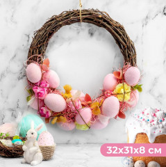 Венок пасхальный «Розовая феерия» - Фото 1