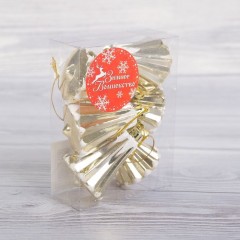 Набор елочных украшений «Снежный колокольчик» (6 шт, 5 см) золотой - Фото 1