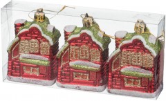 Набор елочных украшений «Домики» (3 шт, 10 см) - Фото 1