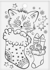 Набор наклеек с раскраской на обороте «Зимний котик» (11х15,2 см) - Фото 1
