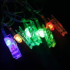 Гирлянда «Метраж» 5 м с насад. - Прищепки, Н.С. LED-20-220V, моргает, МУЛЬТИ - Фото 1