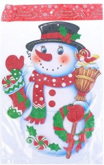 Плакат «Снеговик в красном шарфе» (26х39 см) с блестками - Фото 1