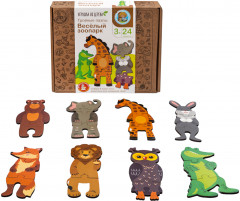 Пазлы для детей тройные, деревянные «Веселый зоопарк» - Фото 1