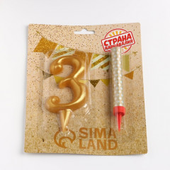 Набор «Свеча для торта с фонтаном. Цифра 3» - Фото 3