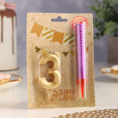 Набор «Свеча для торта с фонтаном. Цифра 3» - Фото 4
