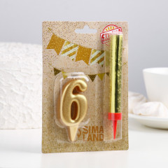 Набор «Свеча для торта с фонтаном. Цифра 6» - Фото 2