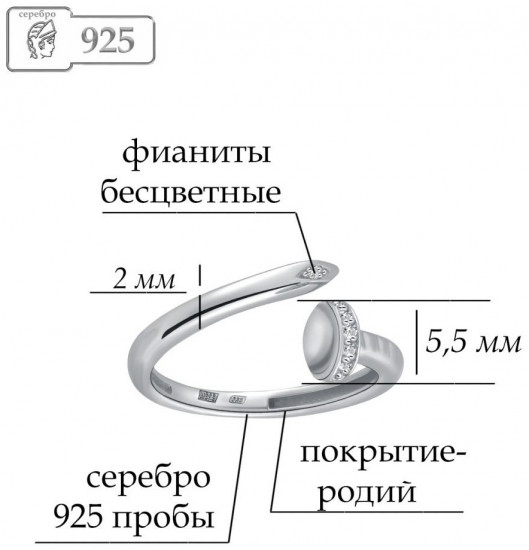 Кольцо из серебра с фианитами