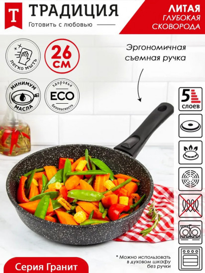 Сковорода со съемной ручкой «Гранит»