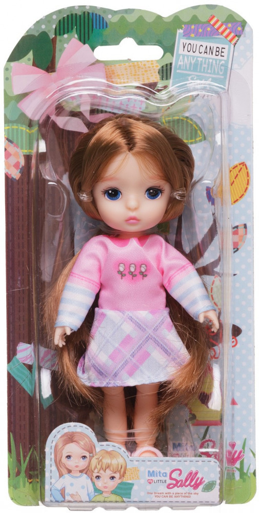 Кукла со стеклянными глазами в розово-белом платье | Junfa Toys | Фото 4