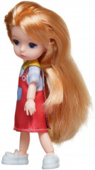 Кукла со стеклянными глазами в розово-голубом платье - Фото 3