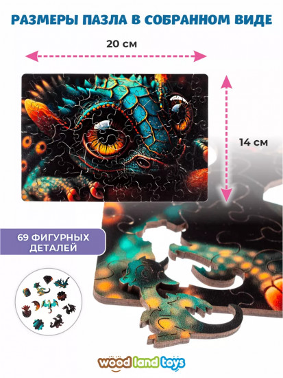 Пазл деревянный «Дракончик  изумрудный»