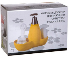 Дозатор для моющего средства (500 мл) с губкой и щеткой - Фото 1