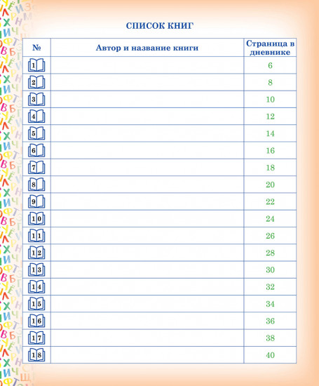Дневник читателя для начальной школы