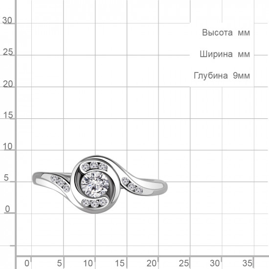 Кольцо из серебра с фианитами