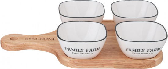 Набор салатников на деревянной подставке «Family Farm»