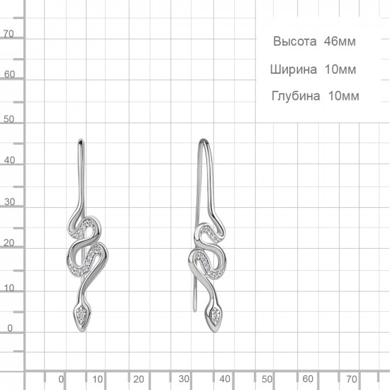 Серьги из серебра с фианитами