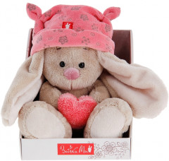 Мягкая игрушка "Зайка Ми в розовой шапке с сердечком", 15 см - Фото 1