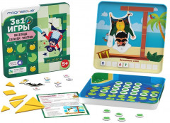 Магнитные игры 3 в 1 «Виселица, Солитер, Танграм» - Фото 1