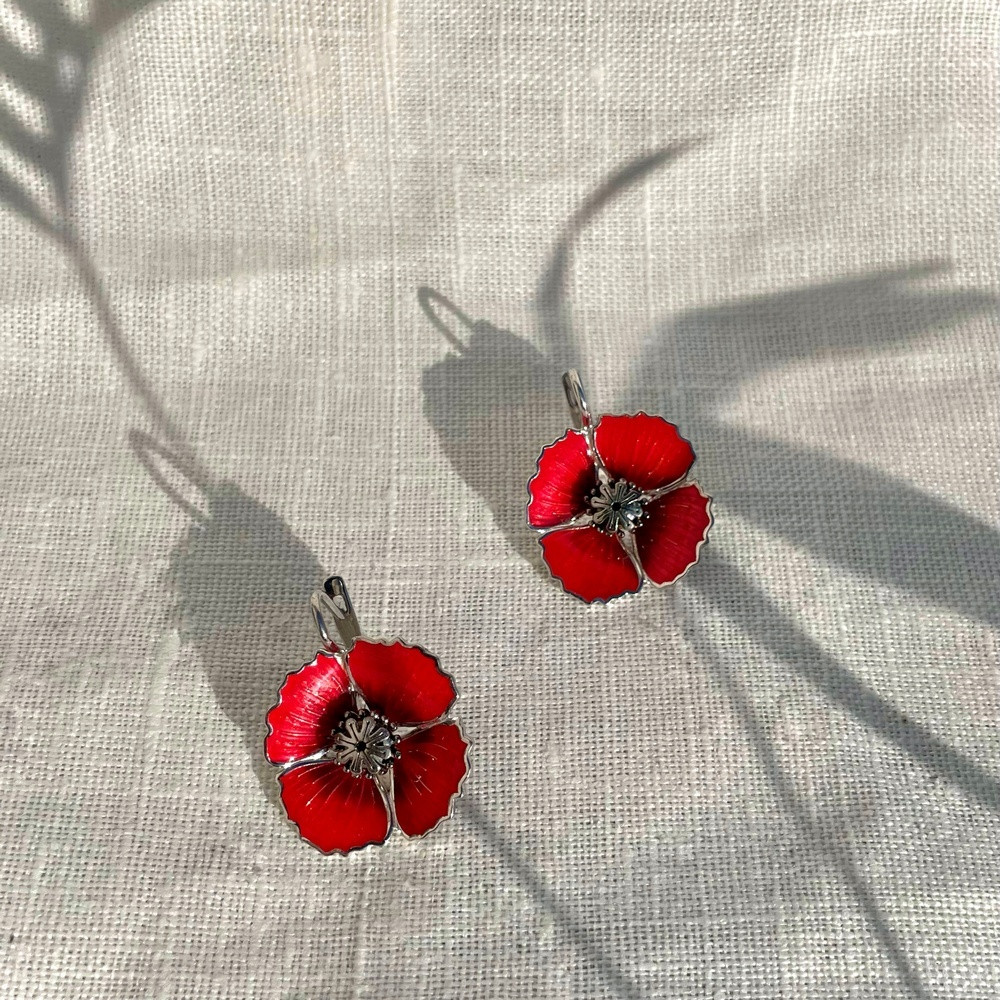 Серьги из серебра с эмалью, 8.89 г — Костромской ювелирный завод