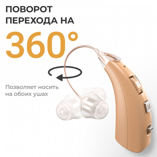 Слуховой аппарат заушной с зарядкой QE-Elit