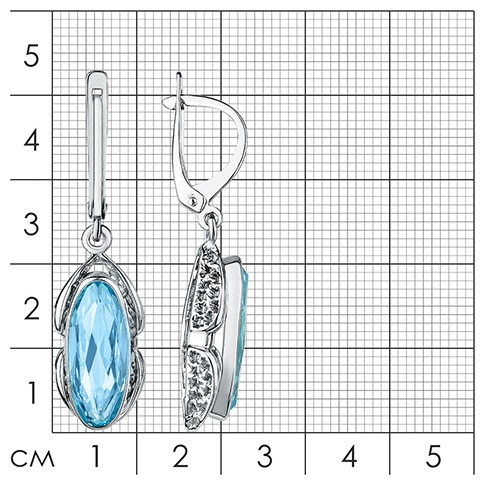 Серьги из серебра с фианитом